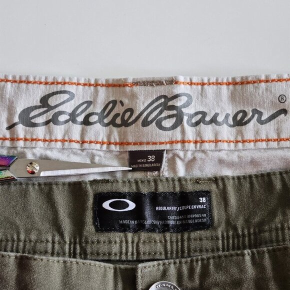 Cargo Shorts Men 38 Lot of 2 Eddie Bauer Oakley Cotton Pockets Outdoor Zip Fly - Picture 2 of 13